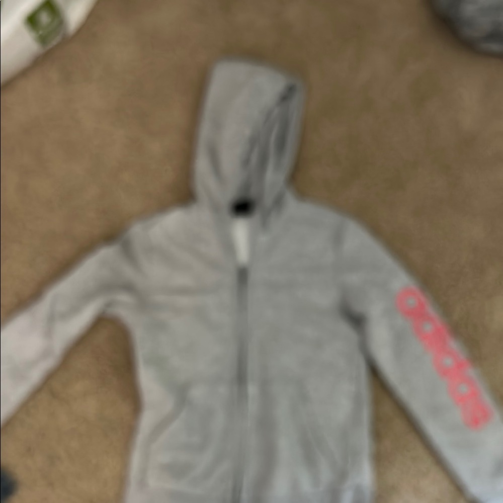 Adidas Gray and Pink Zip-Up Sweatshirt
